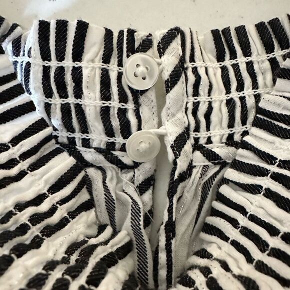 INC Women's Black/White Striped Keyhole Smocked-Waist Halter Top - Picture 6 of 9